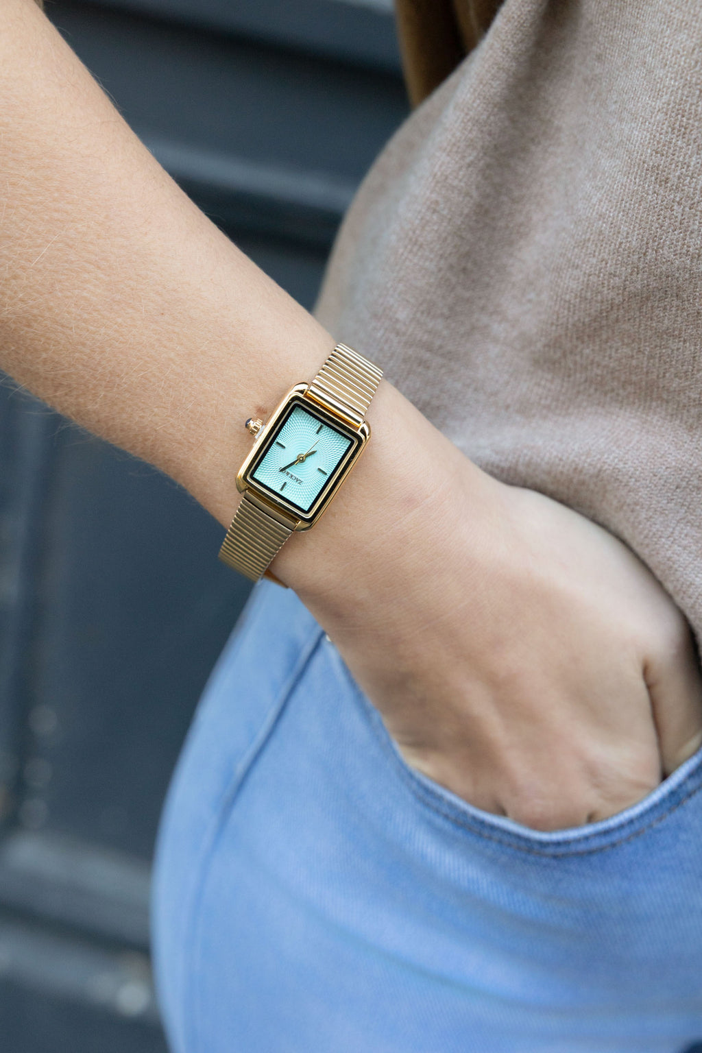 Montre Iris - Dorée, Turquoise